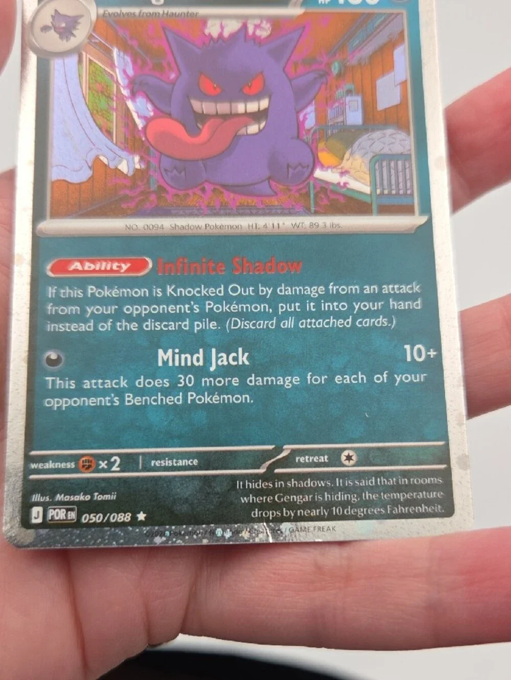 Pokemon Gengar Cosmo Holo foil Trading Card POR #4 Dmg